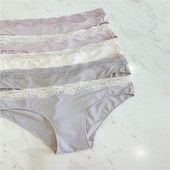 西班牙外贸原单简约纯色牛奶丝全包三角低腰女士内裤 5件 包邮