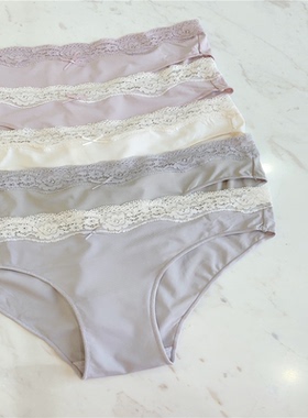 5件包邮●西班牙外贸原单简约纯色牛奶丝全包三角低腰女士内裤