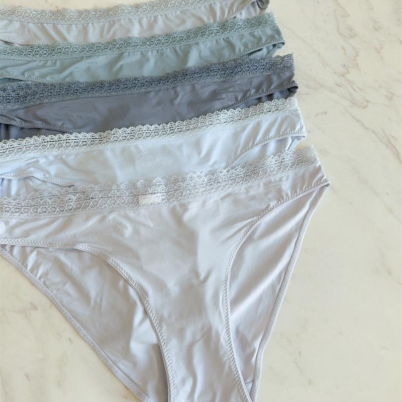 5件包邮●西班牙外贸原单牛奶丝纯色简约高开叉中腰女士三角内裤