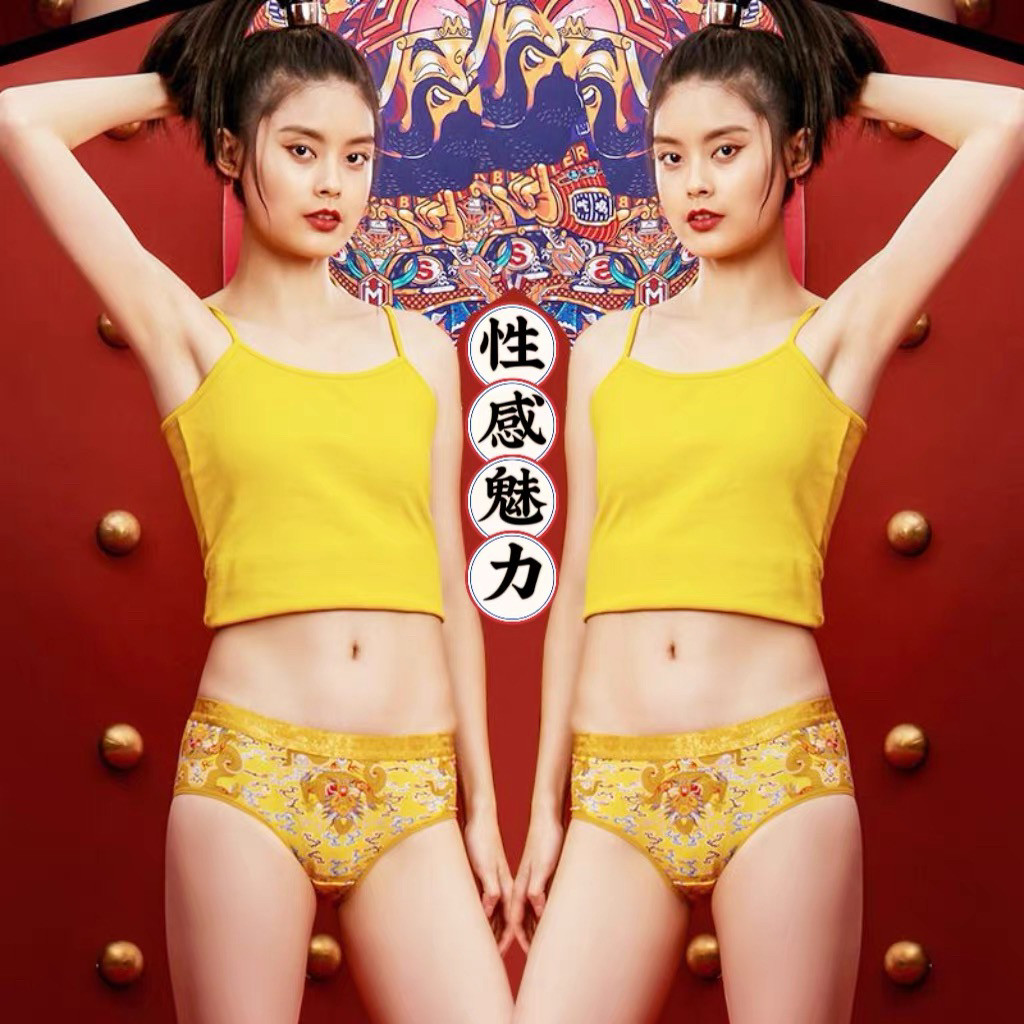 高端女士内裤纯棉三角舒适透气吸汗性感魅力金龙内裤女款两条装