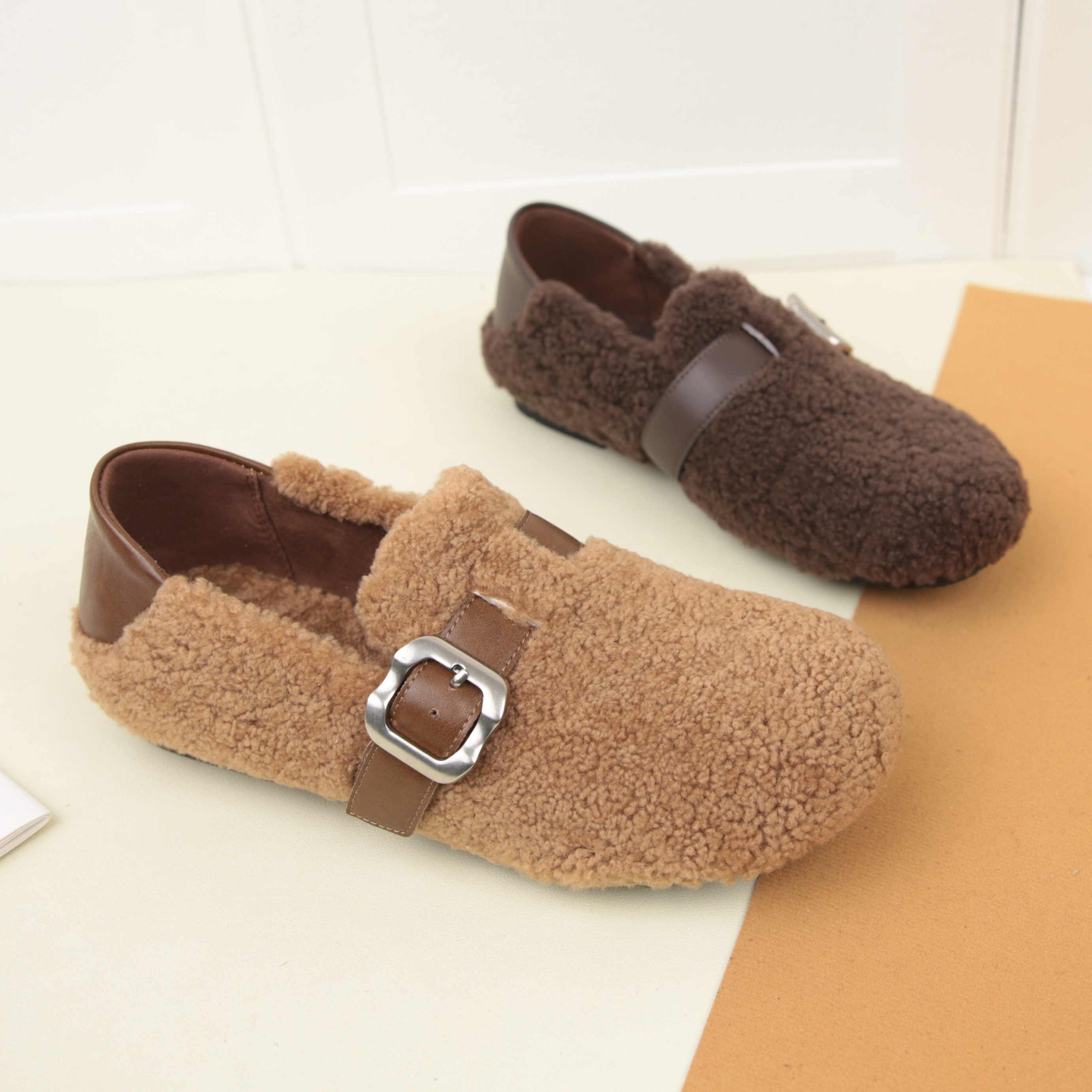3053冬季新款勃肯毛毛鞋女加绒保暖乐福棉鞋一脚蹬两穿豆豆鞋,女鞋,乐福鞋（豆豆鞋）,淘宝优惠券,粉丝福利购,淘宝优惠卷