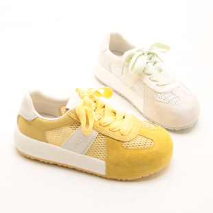 6045春夏新款系带厚底小白板鞋女网面透气运动鞋百搭休闲鞋