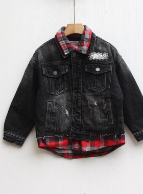 S-YY系列110秋冬装 品牌童装折扣/童休闲加厚牛仔外套15610黑