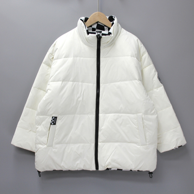 G百系列150冬 品牌童装折扣/大童两面穿中厚羽绒服外套无帽6550白