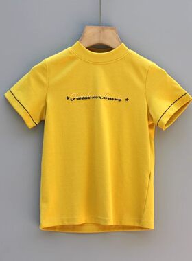 S柏系列110-165夏装 品牌童装折扣/儿童棉休闲短袖T恤12606黄