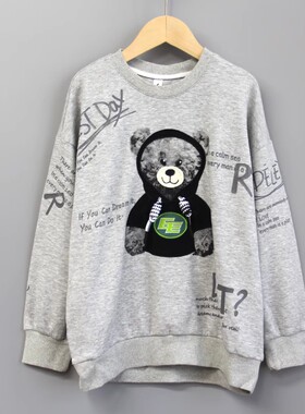 L续系列130/140春秋Ⅱ 品牌童装折扣/儿童中厚长袖卫衣衫21690灰