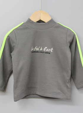 T芙系列80-120秋冬Ⅱ品牌童装折扣/童一体绒套头打底长袖73055灰