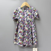折扣 R阿diu家90 110夏品牌童装 女童纯棉休闲花朵连衣裙16054紫