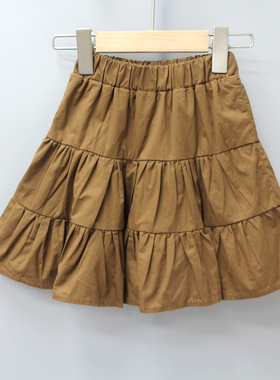 S米xi里90-130春秋 品牌折扣童装/女童休闲蛋糕短裙半裙23671咖