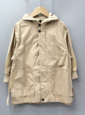 J-HO系列110春装 品牌童装折扣/休闲薄棉带帽外套风衣71295杏