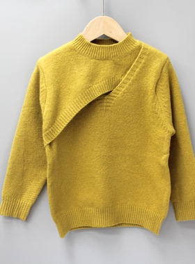 KR阿MuA和110-160秋冬 品牌童装折扣/中大童柔软套头毛衣23186黄