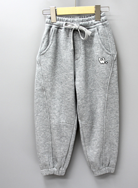 G爱bei啦110秋冬 品牌童装折/针织一体绒加厚运动长裤20628灰