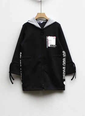 棵系列130-150秋装 品牌童装折扣/中长款中厚外套风衣80334黑