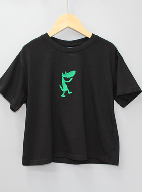 R阿muA和120夏品牌童装折扣/大童薄款纯棉短袖T恤衫21892黑