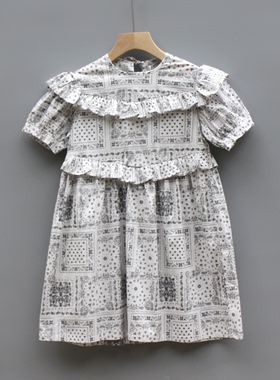 福利J么系列120夏装 品牌童装折扣/女童纯棉短袖连衣裙49616白