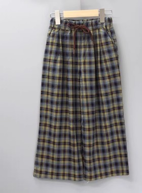 S-MC家120/130春秋 品牌童装折扣/大童格子中厚直筒长裤15017青