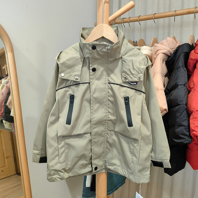 Y淘tao家110-130春秋品牌童装折扣撤柜童休闲双层冲锋衣外套711卡