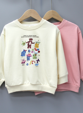 Y-七M家100-140春秋品牌童装折扣/儿童圆领棉印花套头卫衣20382二