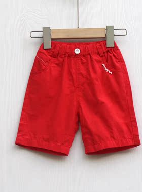 T拉系列80-95夏装 品牌童装特价/儿童纯棉中裤休闲短裤24467红