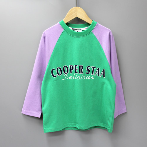 S-coo*per家110秋品牌童装折扣/儿童棉长袖圆领T恤11264绿