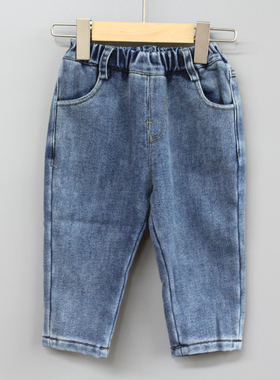 安系列80-110秋冬 童装品牌折扣/儿童牛仔休闲加绒长裤23357蓝