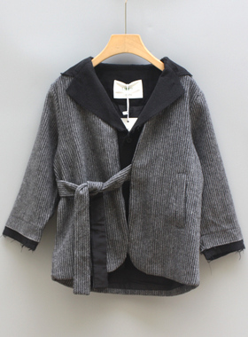 T吾系列120冬装品牌童装折扣/加厚呢大衣外套文艺00530黑灰