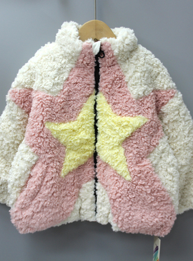 J-kiyo家110秋冬品牌童装折扣/儿童绒绒厚实开衫外套32177米