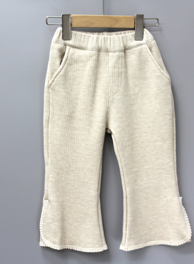 K-THREE.3家90秋冬 童装品牌折扣/儿童加绒休闲长裤38581杏