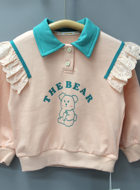 福利S米xi里120/130春秋 品牌童装折扣/纯棉长袖薄款卫衣23432粉