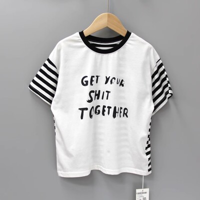 R小xing家120-160夏品牌童装折扣/儿童薄款棉短袖T恤衫33071白