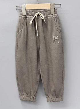 G库ka图90-120秋品牌折扣童装/儿童休闲针织运动收口长裤39506灰