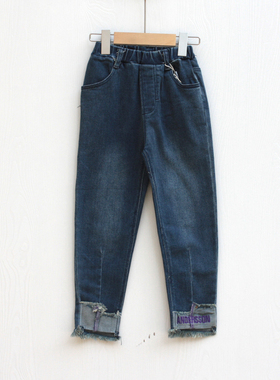 T克系列110/120春秋装 品牌童装折扣/纯棉休闲牛仔长裤K0021兰