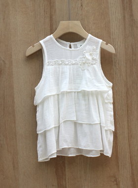 T拉系列105夏装 品牌童装折扣/儿童纯棉背心T恤娃娃衫13021白