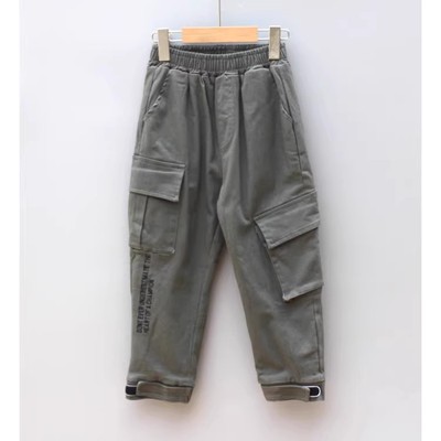 T芙系列120秋冬Ⅱ品牌童装折扣/加绒休闲厚运动长裤81044绿