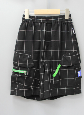 J-I家170夏品牌折扣童装/大童休闲柔软速干宽松中裤6359黑