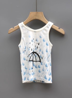 T拉系列80/85夏装 品牌童装折扣/儿童纯棉休闲背心无袖T恤23387兰