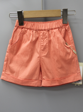 JD柏系列90-120春秋品牌童装折扣/儿童薄棉休闲简约短裤62195橙