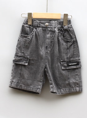 福利J安系列130夏品牌童装折扣/儿童纯棉休闲牛仔中裤26528黑