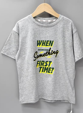 R亲系列120-140夏 品牌童装折扣/儿童薄款纯棉短袖T恤82044花灰