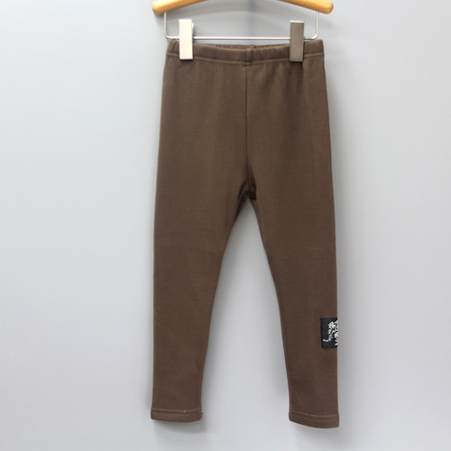 S吾系列110冬品牌折扣童装/大童修身加绒打底长裤06915咖=