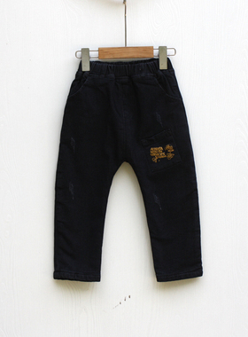 S爱系列110/120冬装 品牌童装折扣/儿童加厚加绒休闲长裤31040黑