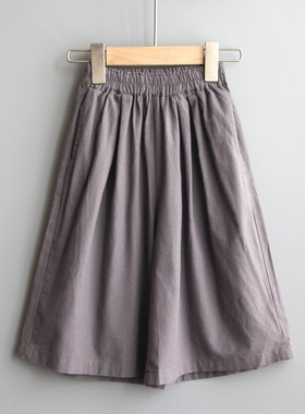 福利R阿muA和系列110夏装 品牌童装折扣/棉麻休闲中裤短裤62641灰