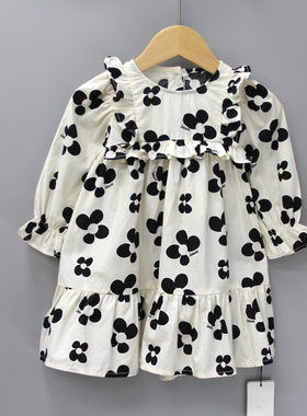 S衣系列90/100春秋 品牌童装折扣/童纯棉舒适长袖连衣裙81865米