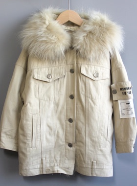 S-M家110/120冬装 品牌折扣童装/儿童羽绒服中厚外套13186杏