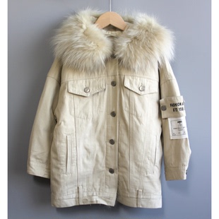 S-M家110/120冬装 品牌折扣童装/儿童羽绒服中厚外套13186杏