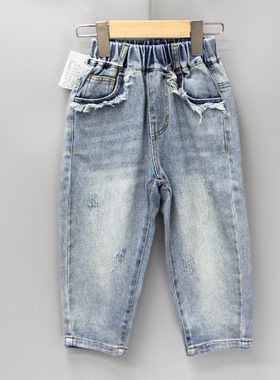 YK-七M家100-150春秋 童装品牌折扣/儿童纯棉休闲牛仔长裤20588兰