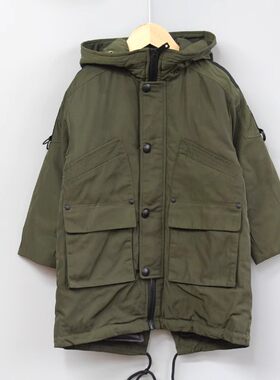 L尚系列110冬 品牌童装折扣/儿童带帽羽绒服外套中厚0108军绿