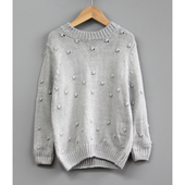 安系列120 儿童休闲上衣钩花毛衣20754灰 品牌折扣 130春秋 童装