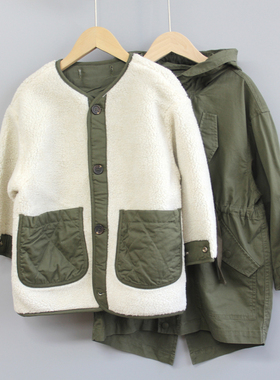 S柏系列110/120冬装 品牌童装折扣童棉袄棉衣外套两件套75241军绿