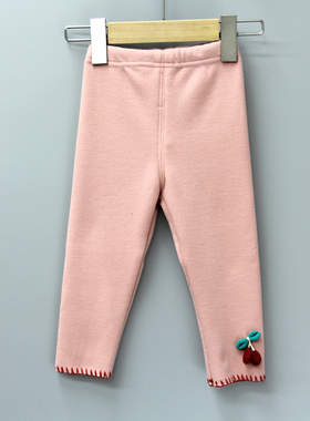 S植ke家90/110秋冬 品牌折扣童装/儿童一体绒打底修身长裤12146粉